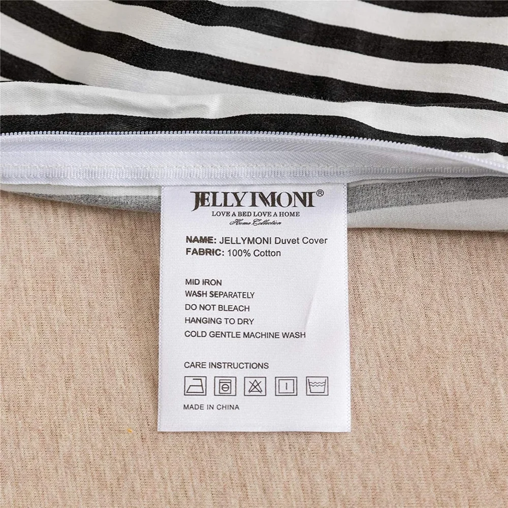 Natural Cotton Black Striped Duvet Cover Set